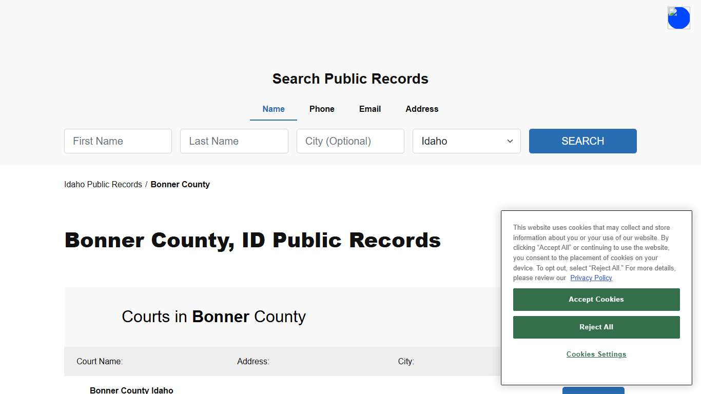 Bonner County, ID Public Court, Arrest and Inmate Records - ThePublicIndex